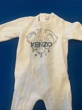 Kenzo White Baby Romper with Elephant Logo